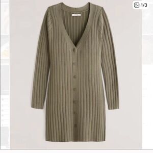 Olive Green Ribbed dress - xs tall